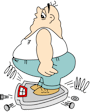 Mann auf Waage